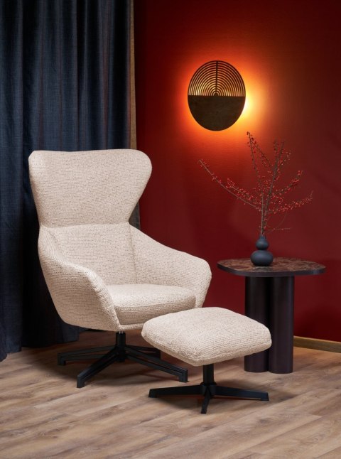 FREDY fotel wypoczynkowy z podnóżkiem oraz z funkcją obracania, j.beżowy