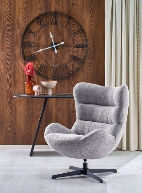 JACKIE fotel wypoczynkowy z funkcją obracania, popielaty