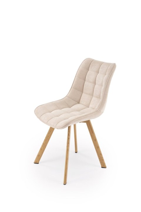 K332_WD krzesło nogi - naturalny, siedzisko - beżowy