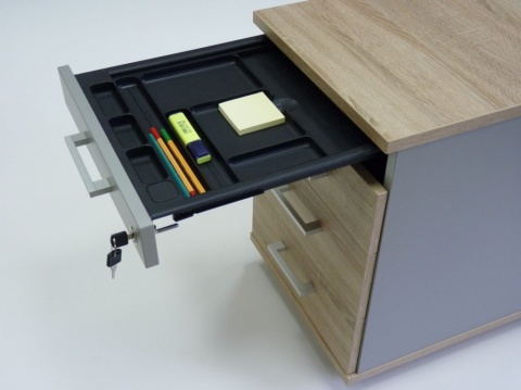 Meble Biurowe Kontenerek Komoda Silver K52 Dąb Sonoma + Szara platyna