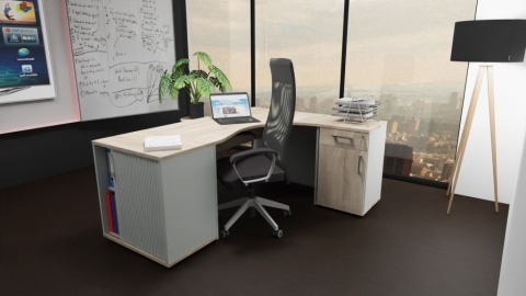 Meble Biurowe Kontenerek Komoda Silver K53AP Dąb Sonoma + Szara platyna