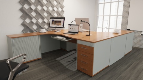 Meble Biurowe Kontenerek Komoda Silver K55 buk bawaria + szara platyna