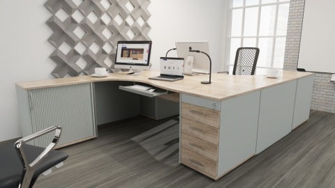 Meble Biurowe Kontenerek Komoda Silver K57P Dąb Sonoma + Szara platyna