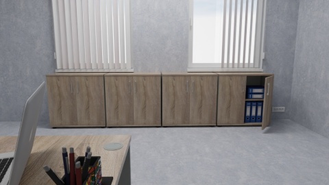 Meble Biurowe Regał Silver R80-2A Dąb Sonoma + Szara platyna na książki segregatory