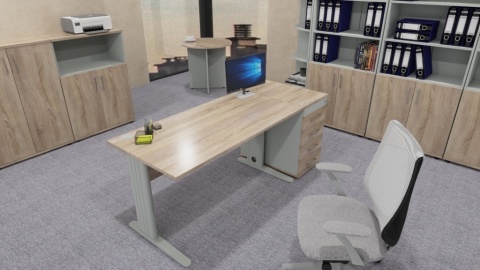 Meble Biurowe Regał Silver R80-3 Dąb Sonoma + Szara platyna na książki segregatory