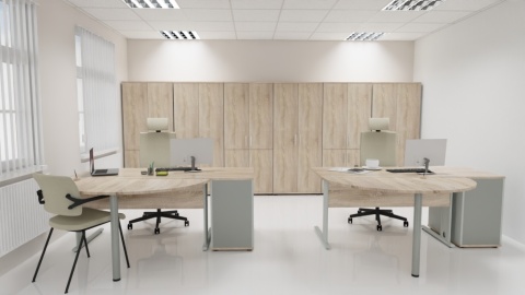 Meble Biurowe Regał Silver R80-5B Dąb Sonoma + Szara platyna na książki segregatory