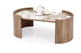 NICOSIA ława beżowy marmur / orzechowy