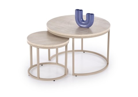 PAOLA zestaw 2 ław trawertyn / kaszmir