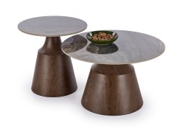 TOWER zestaw 2 ław brązowy marmur / orzechowy