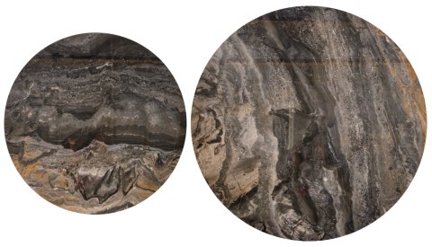 TOWER zestaw 2 ław brązowy marmur / orzechowy