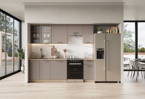 ALICANTE 240 kuchnia zestaw korpus: dąb cremona, fronty: beżowy