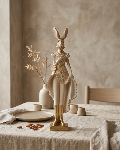 King Home Figurka dekoracyjna SHP RABBIT beżowa / złota