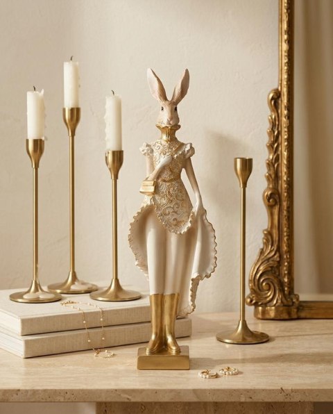 King Home Figurka dekoracyjna SHP RABBIT beżowa / złota