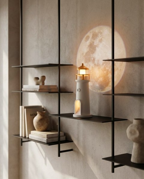 King Home Lampka nocna z projektorem SHP LIGHTHOUSE biało-złota