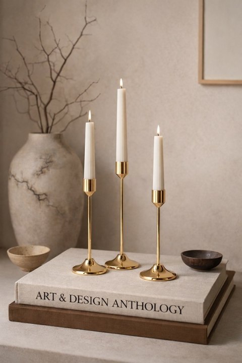 King Home Zestaw 3 świeczników SHP SPLEND złoty