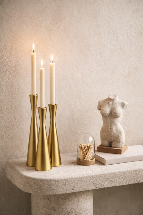 King Home Zestaw 3 świeczników SHP TRIO złoty