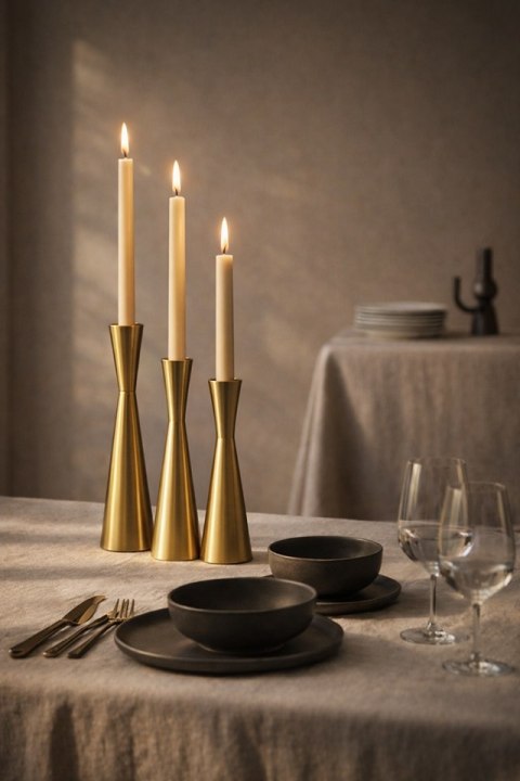 King Home Zestaw 3 świeczników SHP TRIO złoty