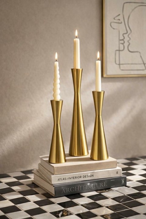 King Home Zestaw 3 świeczników SHP TRIO złoty