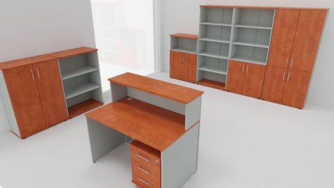 Meble Biurowe Dostawka Silver DR-100 grusza polna + szara platyna