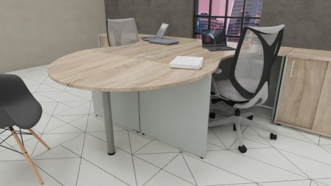 Meble Biurowe Dostawka Silver P180 Dąb Sonoma + Szara platyna