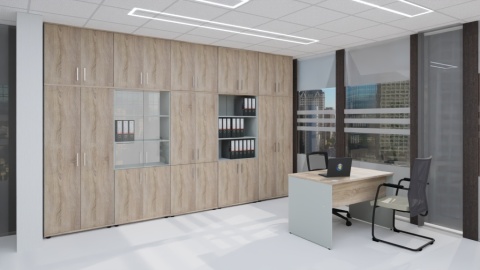 Meble Biurowe Nadstawka Silver N80-2B Dąb Sonoma + Szara platyna