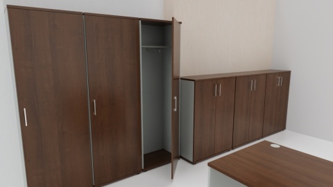 Meble Biurowe Szafy Silver S60-5 Szafa ubraniowa orzech Camaro + szara platyna