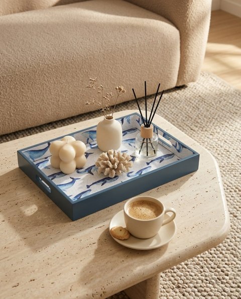 King Home Taca dekoracyjna SHP WHALE niebieska / biała