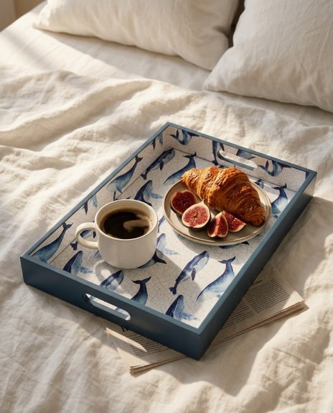 King Home Taca dekoracyjna SHP WHALE niebieska / biała