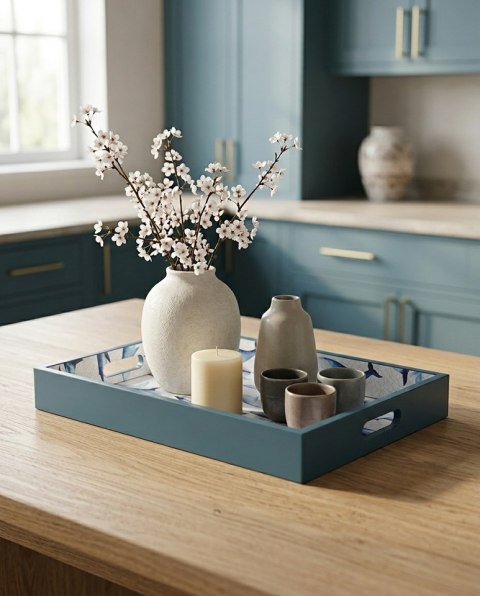 King Home Taca dekoracyjna SHP WHALE niebieska / biała