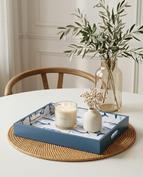 King Home Taca dekoracyjna SHP WHALE niebieska / biała