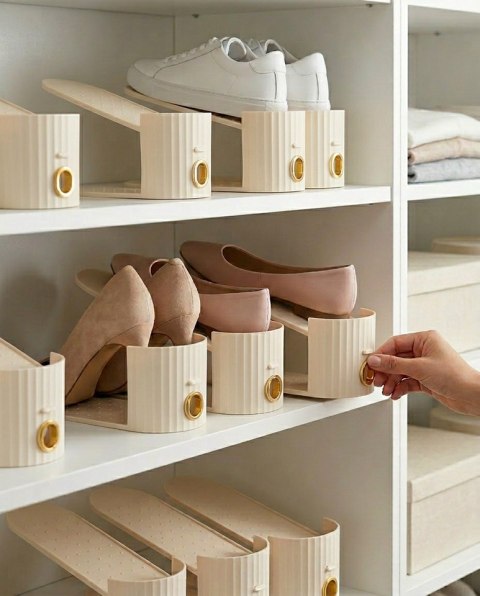 King Home Zestaw 3 wkładek do szafy na buty SHP EASY beżowy