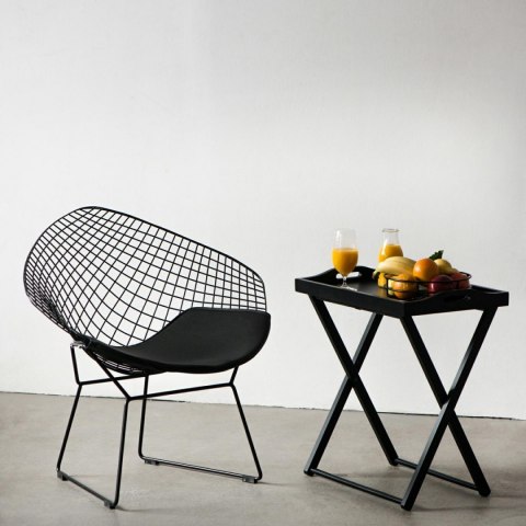 KRZESŁO Z PODŁOKIETNIKAMI Harry Arm D2.DESIGN CZARNE METAL LAKIEROWANY PODUSZKA EKOSKÓRA CZARNA MOCOWANA NA RZEPY KRZESŁO Z PODŁOKIETNIKAMI Harry Arm D2.DESIGN CZARNE METAL LAKIEROWANY PODUSZKA EKOSKÓRA CZARNA MOCOWANA NA RZEPY