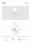 Simplet Krzesło Layer Tap 4 szare mat tworzywo PP poduszka tkanina szra nogi metal malowany proszkowo szary wygodne i nowoczesne