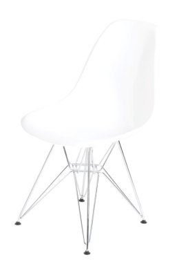 D2.DESIGN Krzesło P016 tworzywo PP białe, metalowe chromowane nogi ergonomiczne i wytrzymałe