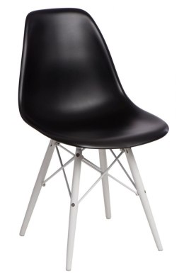 D2.DESIGN Krzesło P016W tworzywo PP czarne, nogi drewno bukowe białe