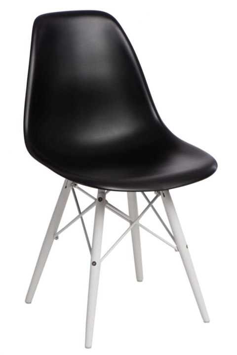 D2.DESIGN Krzesło P016W tworzywo PP czarne, nogi drewno bukowe białe D2.DESIGN Krzesło P016W tworzywo PP czarne, nogi drewno bukowe białe