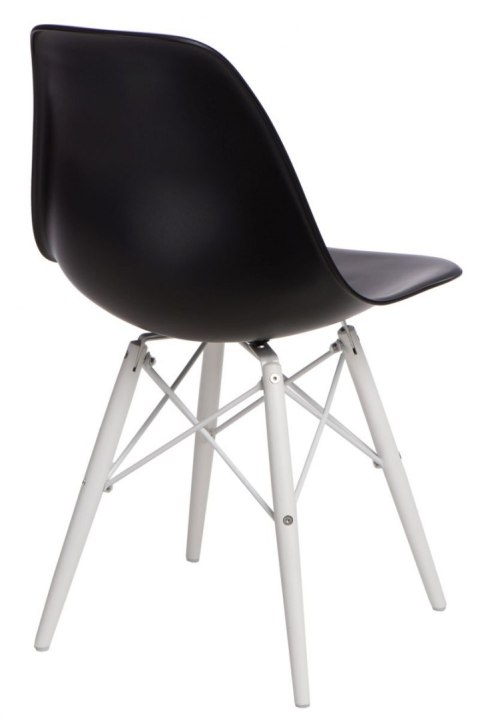 D2.DESIGN Krzesło P016W tworzywo PP czarne, nogi drewno bukowe białe D2.DESIGN Krzesło P016W tworzywo PP czarne, nogi drewno bukowe białe