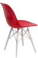 D2.DESIGN Krzesło P016W PP tworzywo czerwone/white podstawa bukowa biały funkcjonalne i nowoczesne