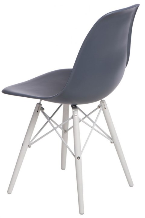 D2.DESIGN Krzesło P016W PP tworzywo szare dark grey/white biała podstawa drewno bukowe D2.DESIGN Krzesło P016W PP tworzywo szare dark grey/white biała podstawa drewno bukowe
