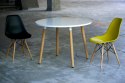 D2.DESIGN Krzesło P016W tworzywo PP dark olive, drewniane nogi wygodne i stabilne