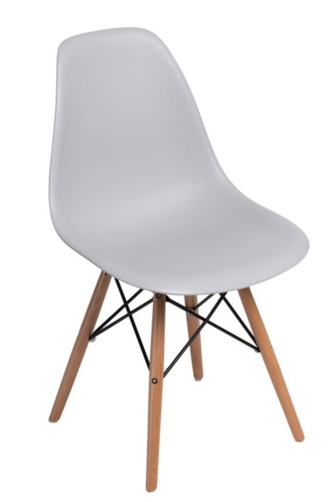 D2.DESIGN Krzesło P016W PP tworzywo jasny szary light grey, drewniane nogi naturalny D2.DESIGN Krzesło P016W PP tworzywo jasny szary light grey, drewniane nogi naturalny