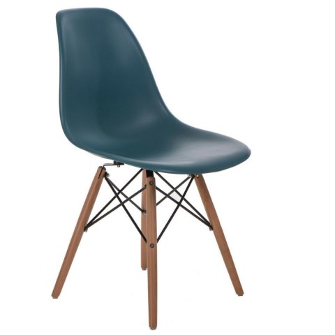 D2.DESIGN Krzesło P016W PP tworzywo zielony navy green, drewniane nogi naturalny D2.DESIGN Krzesło P016W PP tworzywo zielony navy green, drewniane nogi naturalny