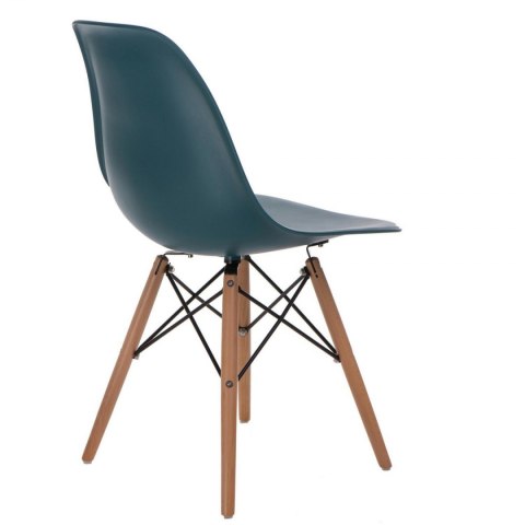 D2.DESIGN Krzesło P016W PP tworzywo zielony navy green, drewniane nogi naturalny D2.DESIGN Krzesło P016W PP tworzywo zielony navy green, drewniane nogi naturalny