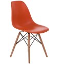D2.DESIGN Krzesło P016W PP tworzywo pomarańczowe, drewniane nogi naturalny lekkie i wygodne D2.DESIGN Krzesło P016W PP tworzywo pomarańczowe, drewniane nogi naturalny lekkie i wygodne