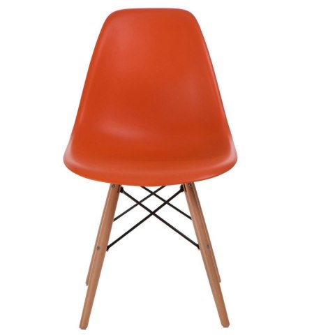 D2.DESIGN Krzesło P016W PP tworzywo pomarańczowe, drewniane nogi naturalny lekkie i wygodne D2.DESIGN Krzesło P016W PP tworzywo pomarańczowe, drewniane nogi naturalny lekkie i wygodne