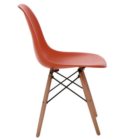 D2.DESIGN Krzesło P016W PP tworzywo pomarańczowe, drewniane nogi naturalny lekkie i wygodne D2.DESIGN Krzesło P016W PP tworzywo pomarańczowe, drewniane nogi naturalny lekkie i wygodne