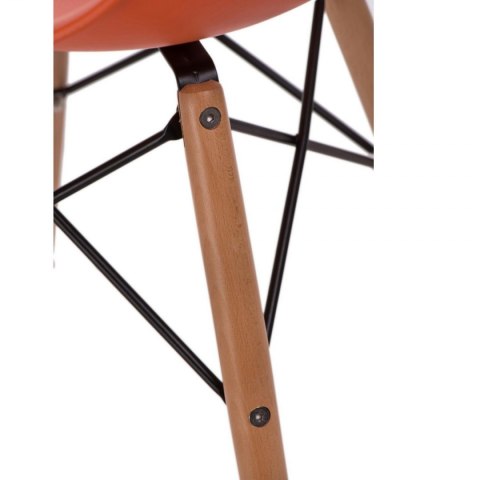 D2.DESIGN Krzesło P016W PP tworzywo pomarańczowe, drewniane nogi naturalny lekkie i wygodne D2.DESIGN Krzesło P016W PP tworzywo pomarańczowe, drewniane nogi naturalny lekkie i wygodne