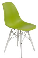 D2.DESIGN Krzesło P016W PP tworzywo zielone/white podstawa drewno bukowe biały lekkie i wygodne D2.DESIGN Krzesło P016W PP tworzywo zielone/white podstawa drewno bukowe biały lekkie i wygodne