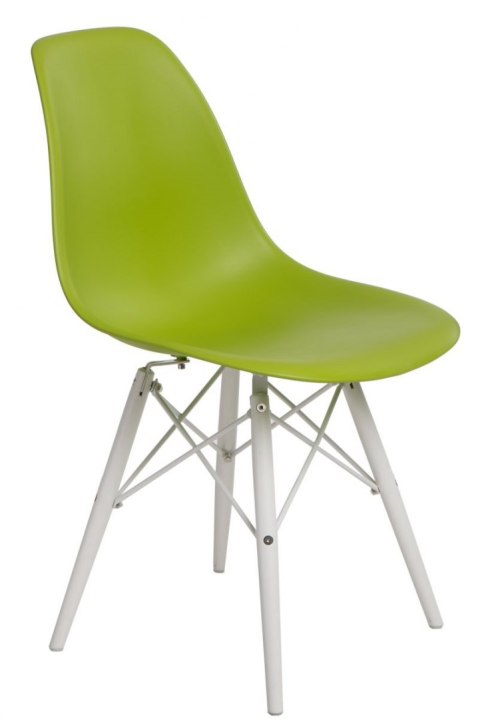 D2.DESIGN Krzesło P016W PP tworzywo zielone/white podstawa drewno bukowe biały lekkie i wygodne D2.DESIGN Krzesło P016W PP tworzywo zielone/white podstawa drewno bukowe biały lekkie i wygodne