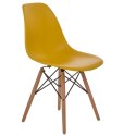 D2.DESIGN Krzesło P016W PP tworzywo żółte, drewniane nogi naturalny wygodne i stabilne D2.DESIGN Krzesło P016W PP tworzywo żółte, drewniane nogi naturalny wygodne i stabilne